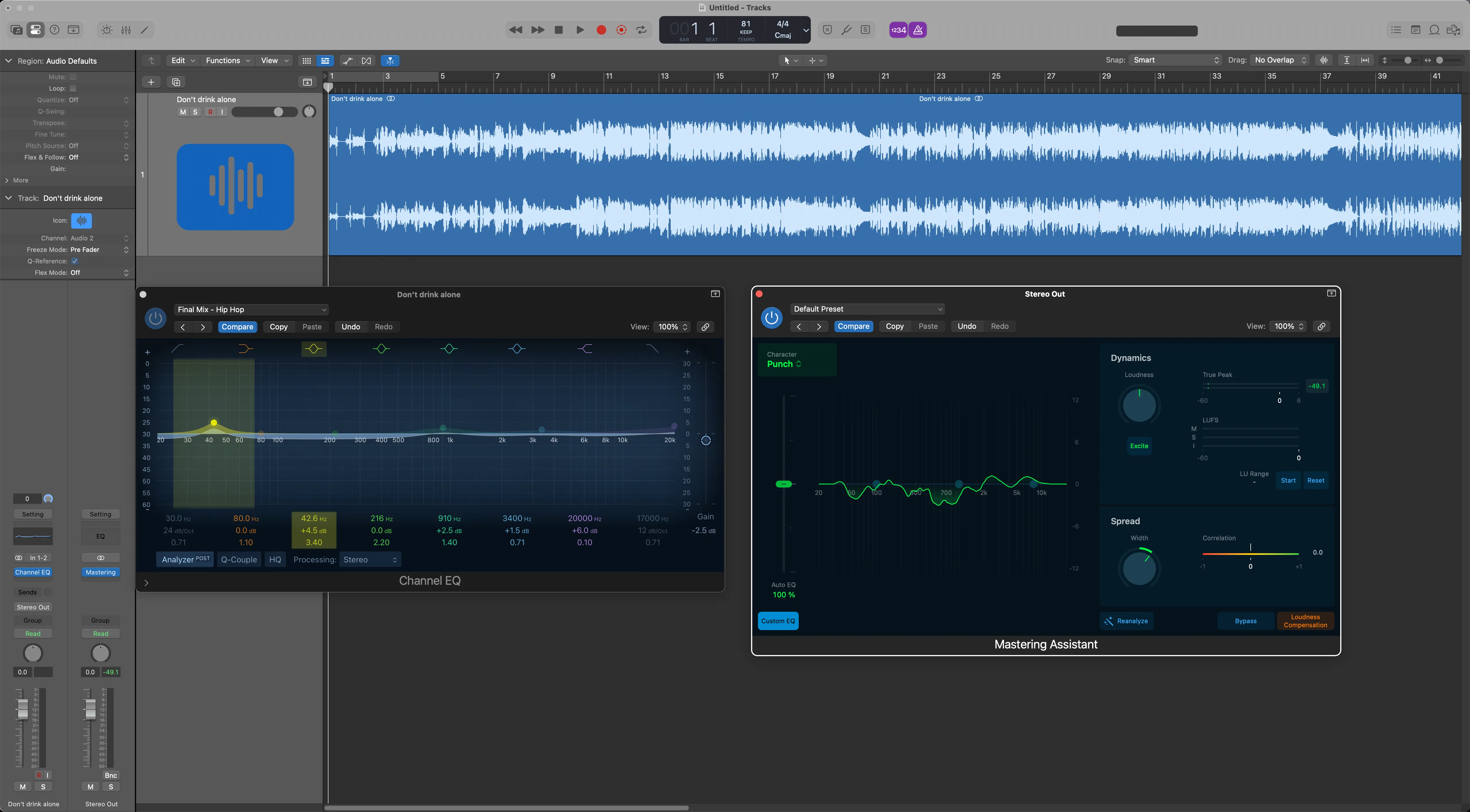 Screenshot of mastering in Logic Pro